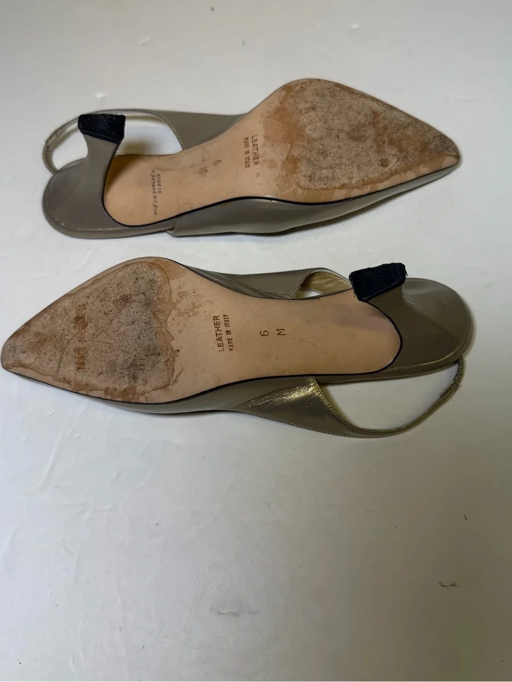 Anne Klein Metallic Gold-Taupe Pointed Slingback Heels size‎ 6